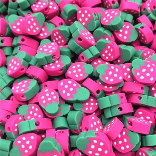 30pcs/lot 10mm Strawberry Beads Polymer Clay Beads Polymer Clay Spacer Beads For Jewelry Making DIY Bracelet necklace #04