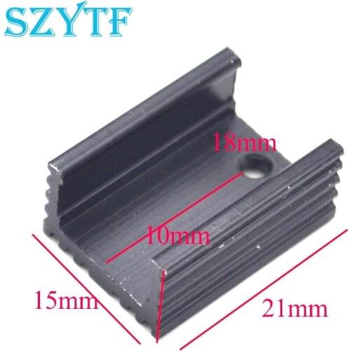 50pcs TO-220 aluminum heat sink triode radiator SCR heat sink 21*15*10MM black U-type