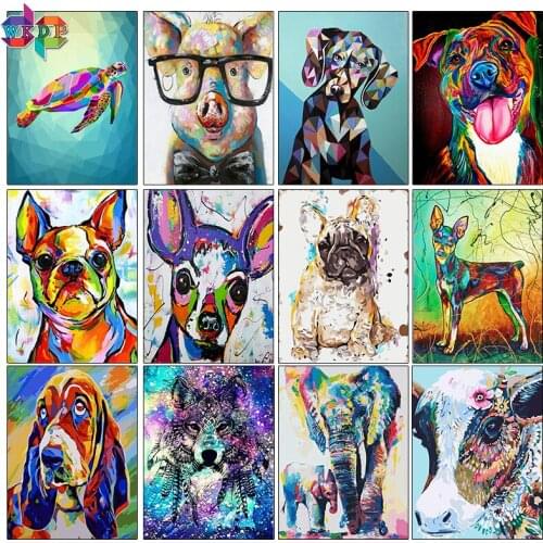 5D DIY Full Round Diamond Painting Color dog Cross Stitch Diamond Embroidery Pattern Rhinestone Wild Animal Lion Pictures Decor