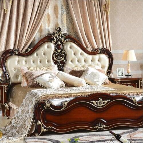 American wood bed 2 people European classical American country style furniture double bed 1.8 m 10316