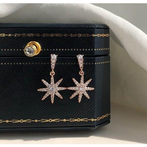 Shiny Star Dangle Earrings Full Crystal Classic Jewelry Women Wedding Party Earrings Elegant Female Fashion Drop Earring 2021