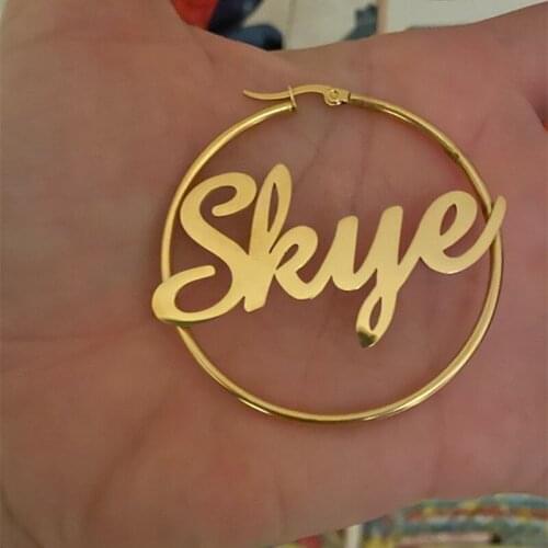 Big Hoop Earrings Women Boho Jewelry Personalised Name Earrings Circle Custom Nameplate Oorbellen Voor Vrouwen Best Friends Gift