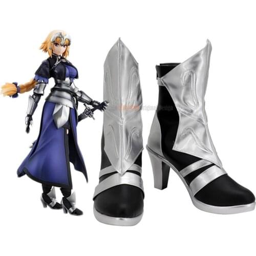 Fate Jeanne Shoes Cosplay Fate Apocrypha Ruler Jeanne Cosplay Boots Silver Shoes Custom Made