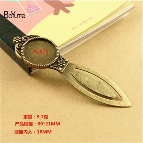 BoYuTe (10 Pieces/Lot) 18MM Antique Bronze Plated Alloy Bookmark Base Glass Cabochon Blank Bezel Setting Bookmark Findings