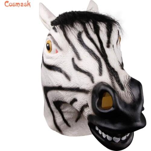 Cosmask Halloween Cute Realistic Zebra Latex Mask Adult Full Face Latex Mask Halloween Masquerade Cosplay Party Mask