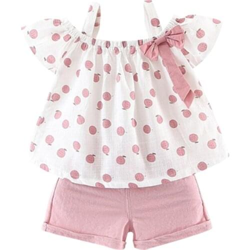 Kids Colthing Summer Girl Print Top With Shorts, Girl Fashion Print120 Print Christmas Gifts Ins