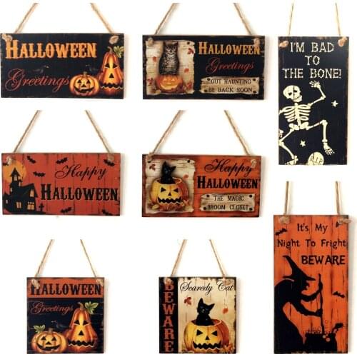 Happy Halloween Door Sign Ghost Hanging Brand Trick or Treat Door Decorations Wall Signs Haunted House Party Supplies Decor