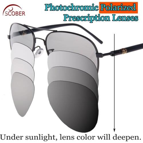 Photochromic GRAY Polarized Prescription sunglasses Custom Made Myopia Minus Prescription Lens -1 -1.5 -2 -2.5 -3 -3.5 -4 TO -6