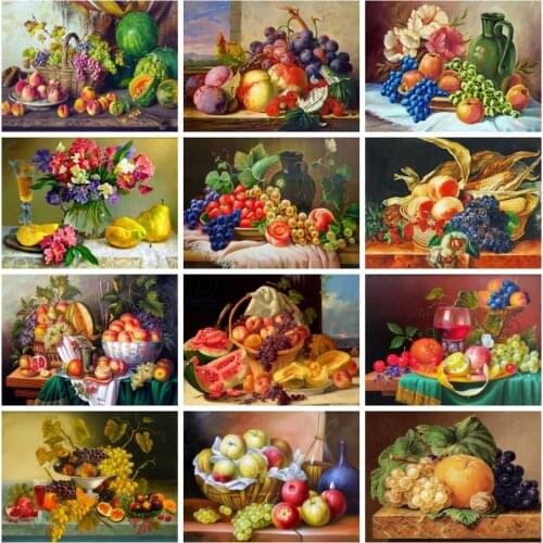 Huacan 5d Diamond Painting Full Drill Landscape Embroidery Home Decoration Fruit Mosaic Scenery Handmade Gift