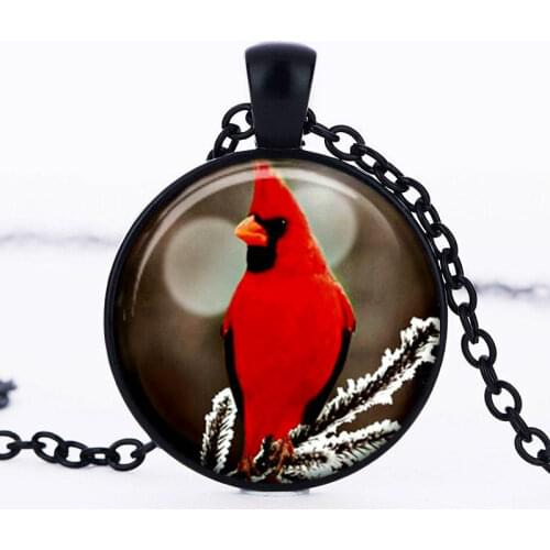 Fashion Trends Cardinal Bird Pendant Northern Art Photo Cabochon Glass Necklace Jewelry Catholic Believer Men Women Charm Gifts