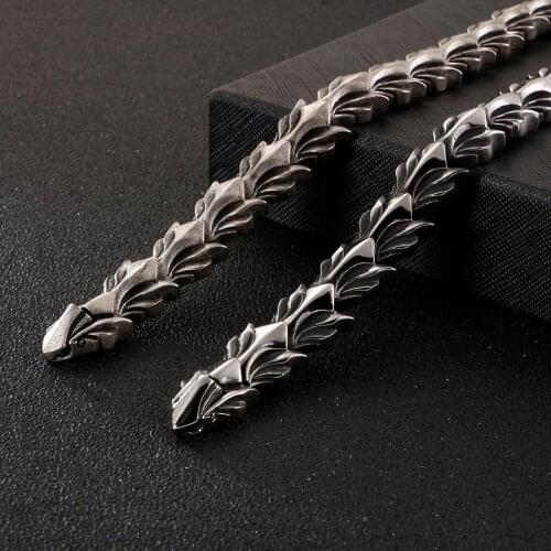 Man Bangle 17mm Old Silver Color Keel Chain Bracelet For Men Stainless Steel 2021 Biker Jewelry JB118446-BDJX