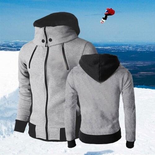 Mens Winter Hoodie Coat Zipper Decoration Warm Windbreaker Jacket Tops Male Casual Fitness Clothes Oversize Outwear Tracksuit