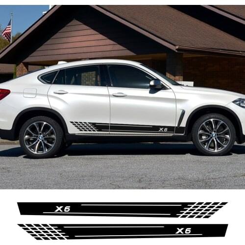 2PCS Car Side Door Skirt Stripes Stickers Auto Decoration Vinyl Film Decals For BMW X6 F16 E71 E72 G06 Tuning Accessories
