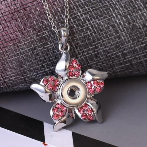 New 12mm Snap Button Jewelry Flower Necklace Fit 12MM Button Snap Pendant Necklace Sweater Chain Jewelry