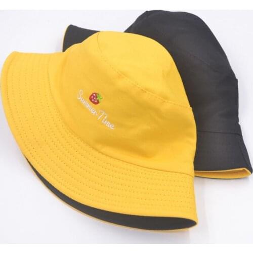 Fashion Summer Womens Bucket Hat For Women Double Side Panama Beach Sun Hats Reversible Bob Logo Cap Fisherman Hat