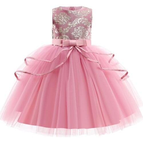 Sleeveless Vintage Flower Lace Princess Dress For Girls Birthday Party Prom Wedding Evening Dress Kids Communion Elegant Costume