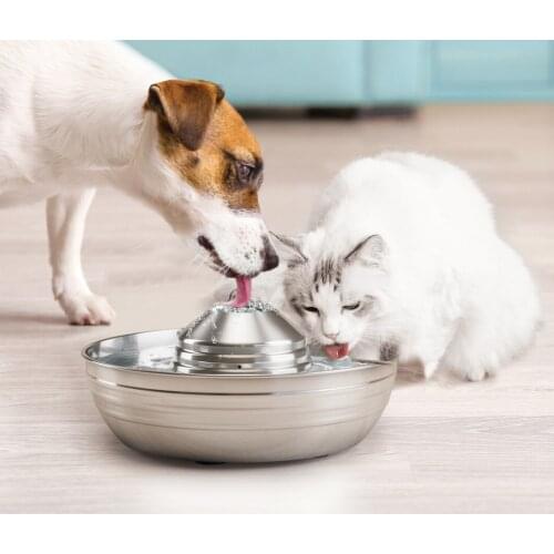 2L USB Automatic Cat Water Fountain Dog Drinking Bowl Pet Drinker Feeder Filters Puppy Drink Ring 360 Stainless Steel Dispenser