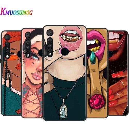 Cool African Black Girl For Motorola G9 G8 G Stylus Power One Fusion Hyper Edge E7 E6 5G Plus Play Lite Silicone Phone Case