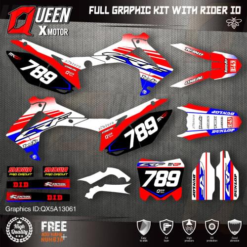 QUEEN X MOTOR Custom Team Graphics Backgrounds Decals Stickers Kit For HONDA 2014-2017 CRF250R 2013-2016 CRF450R 061