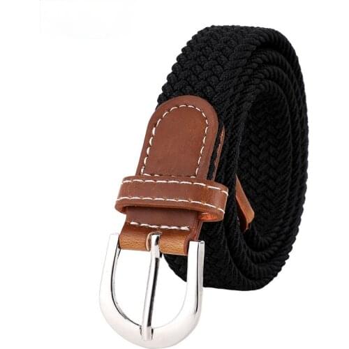New Canvas Stretch Knitted Belt Women Men Fashion Pin Buckle No Hole Belts 2021 Jeans Thin D Buckle Waistband Designer