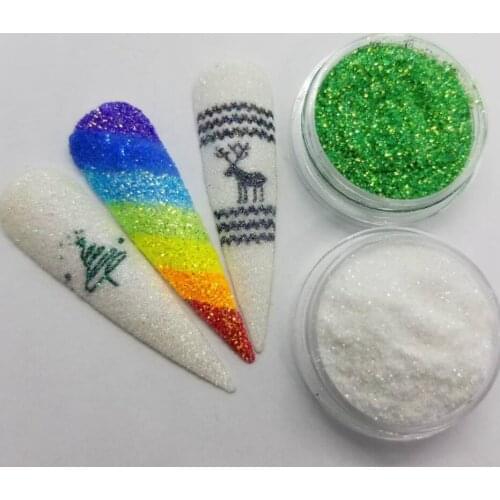 50g/6color Glitter Nail Powder,Clear- diamond Polyester Glitter Shimmer Nail Powder, White Diamonds Mica Powder (Diamond Dust)