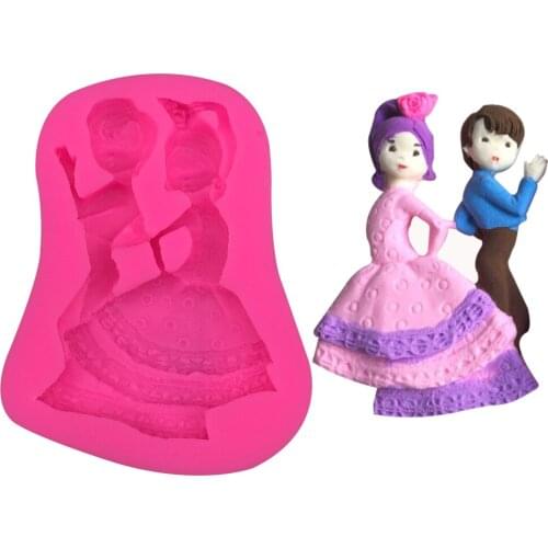 Dancing boy girl Shape 3D fondant cake silicone mold kitchen chocolate pastry making cupcake decoration tools F0324