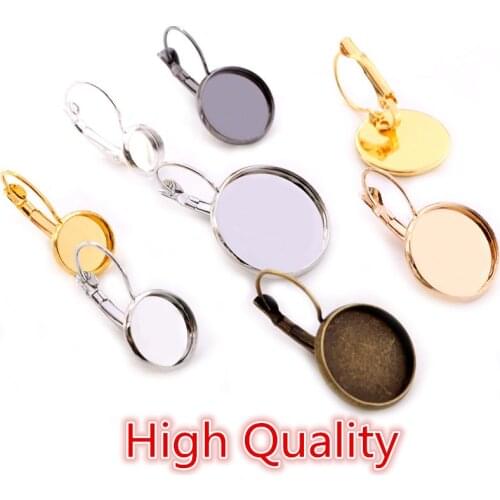 High Quality 8-25mm 10pcs French Lever Back Earrings Blank/Base,Fit 8-25mm Glass Cabochons,Buttons;Earring Bezels