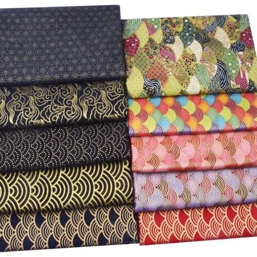 Japanese Cotton Bronze Fabric For DIY Kimono, Sewing Dolls & Bags Clothing, Home Decoration, Black Navy Blue Red Cloth