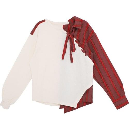 Women Hoodies 2021 New Korean Fashion Spring Autumn Casual Cotton Full O-Neck Pullovers Patchwork Girls Tops Designer