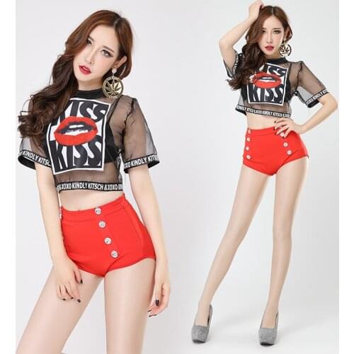 Womens Fashion Jazz Dance Costume DJ Rave Singer Clothes Ds Gogo Performance Pole Dancewear Hip hop club Set