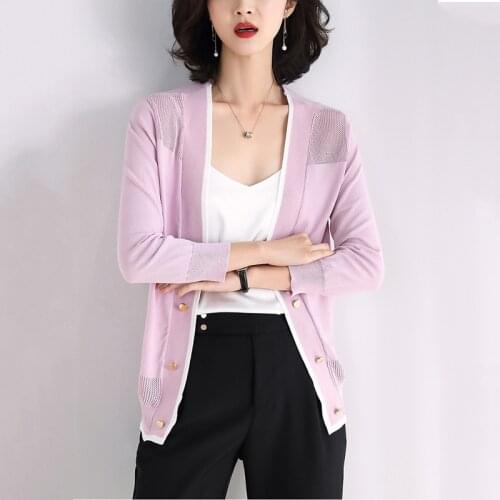 Knitted Cardigan sweater 2019 Korean Summer Women Patchwork Hollow Out Outwearing sweaters Fashion Thin Cardigan for Female