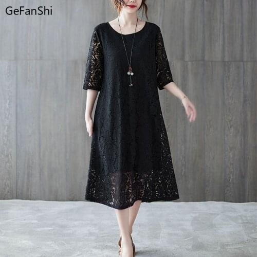 2021 New Summer Womens Dress Plus Size Vintage Casual Fashion Solid Lace Short Sleeve Office Elegant Ladies Dresses Pink Red
