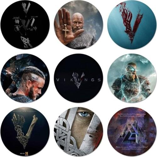 58mm Vikings Ragnar Cross Icons Pins Badge Decoration Brooches Metal Badges For Clothes Backpack Decoration