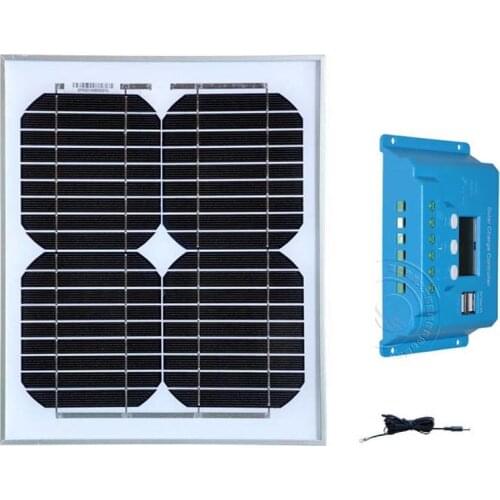 Zonnepaneel 12 volt 10 watt Cargador Regulator Solar Controller 12v/24v 10A LCDl Usb Mobilephone Camp Car Caravan Watch