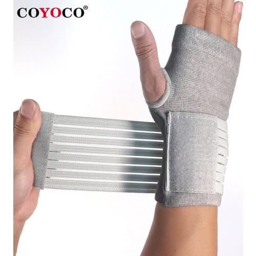 1 Pcs Pressurizable Bandage Wrist Support Wraps Brace Palm Protector Wristbands COYOCO Professional Sports Arthritis Grey