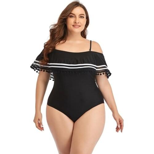 2021 New Fashion Ladies Sexy Plus Size Solid Color One-piece Bikini Swimsuit Swimwear XXXL