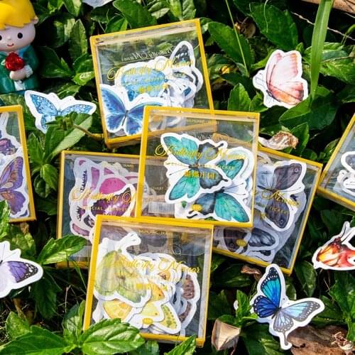 30 Pcs/pack Kawaii Washi Paper Stickers Set Butterfly Manor Decals for Arts Crafts Diy Stationery School Supplies