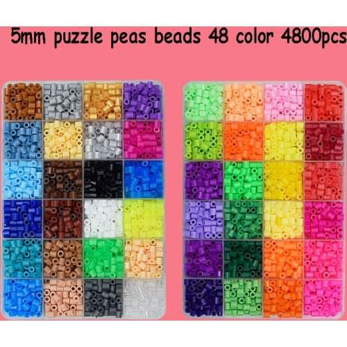 4800 Pcs 5mm Hama Beads 48 Colors Beads Toys EVA Perler Beads Craft Beading Kit Children Kids DIY Art Educational Toys Puzzles