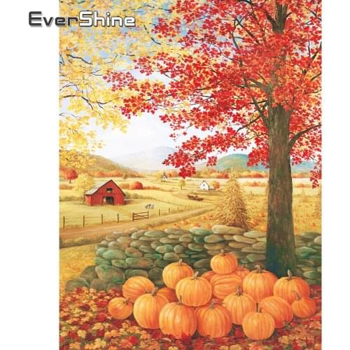 EverShine Diamond Painting Thanksgiving Full Square Diamond Embroidery Pumpkin Picture Rhinestones Mosaic Autumn Decor For Home