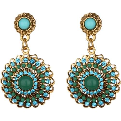 Bohemia Creative Round Earrings For Women Bride wedding engagement eardrop with inlaid rhinestone acrylic design female earrings