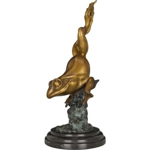 Bronze Frog Statue Figurine Copper Animal fengshui Sculpture Metal Crafts Art Kids Birthday Gifts