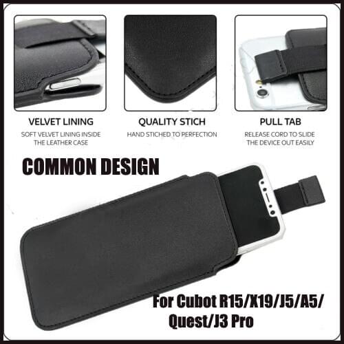 Casteel PU Leather Case For Cubot R15 X19 J5 A5 Quest J3 Pro Pull Tab Sleeve Pouch Bag Case Cover