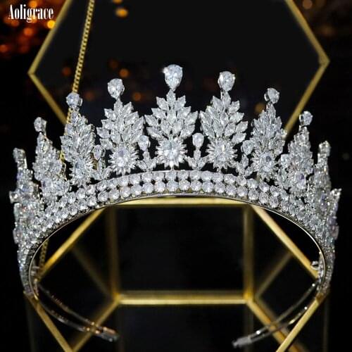 Luxury Western Wedding CZ Zircon Tall Tiaras Cubic Zirconia Princess Crowns Sweet 16 Pageant Bridal Hair Accessories