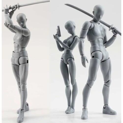 14cm artist Art painting Anime figure SHF Sketch Draw Male Female Movable body chan joint Action Figure Toy model draw Mannequin