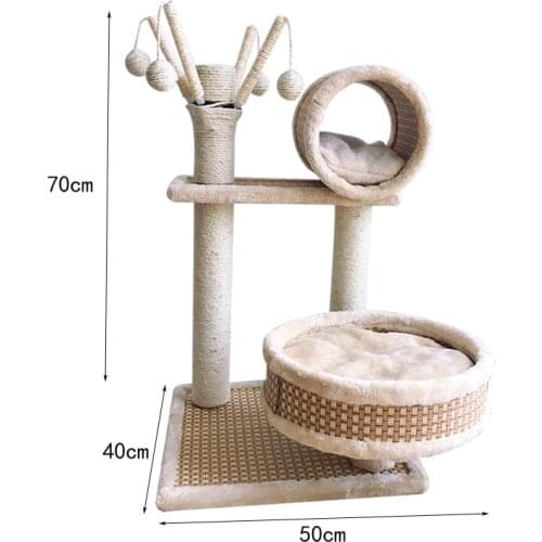 Cat Jumping Platform Cat Litter Cat Scratching Post Sisal Grinding Claw Cat Toy Practical Rattan Mat Cat Climbing Frame