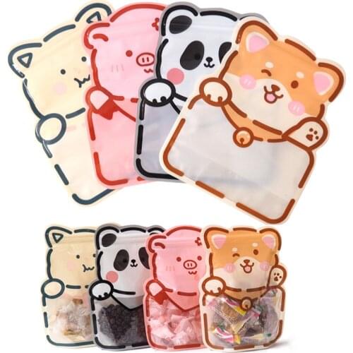 10Pcs Animal Reusable Zipper Bags Cookie Nougat Sealing Snack Candy Bags Children Birthday Wedding Party Candy Decorate