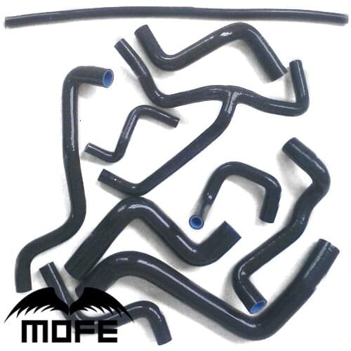 MOFE 10PCS Original Logo Coolant Heater Radiator Silicone Hose Kit For Golf 3 MK3 2.0 & Jetta 1.8 / 2.0 1992-1998 Black