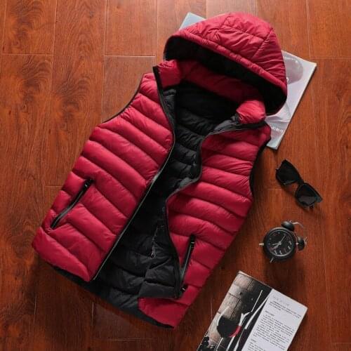 Mens Vest Men Jacket Men Sleeveless Men Casual Slim Fit Thick Warm Outwear Vest Winter Hooded Vest thick windproof vest gilet