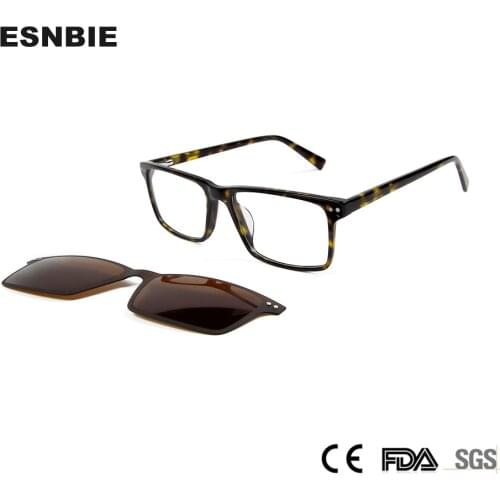Acetate MenS Glasses Frames Magnetic Clip On Sunglasses Square Women Prescription Glasses Magnet Polarized Sun Glasses Goggle