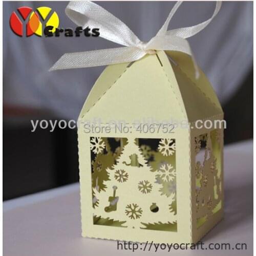 Cheap laser cut design Christmas tree favour candy box best price dermatoglyph paper kraft paper Chinese manufacturer